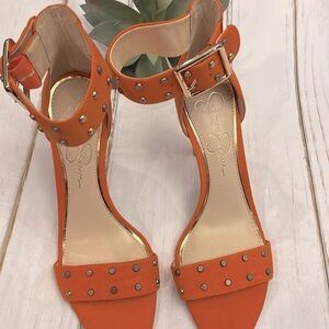 Never Worn Jessica Simpson Orange Studded Heels/7.5